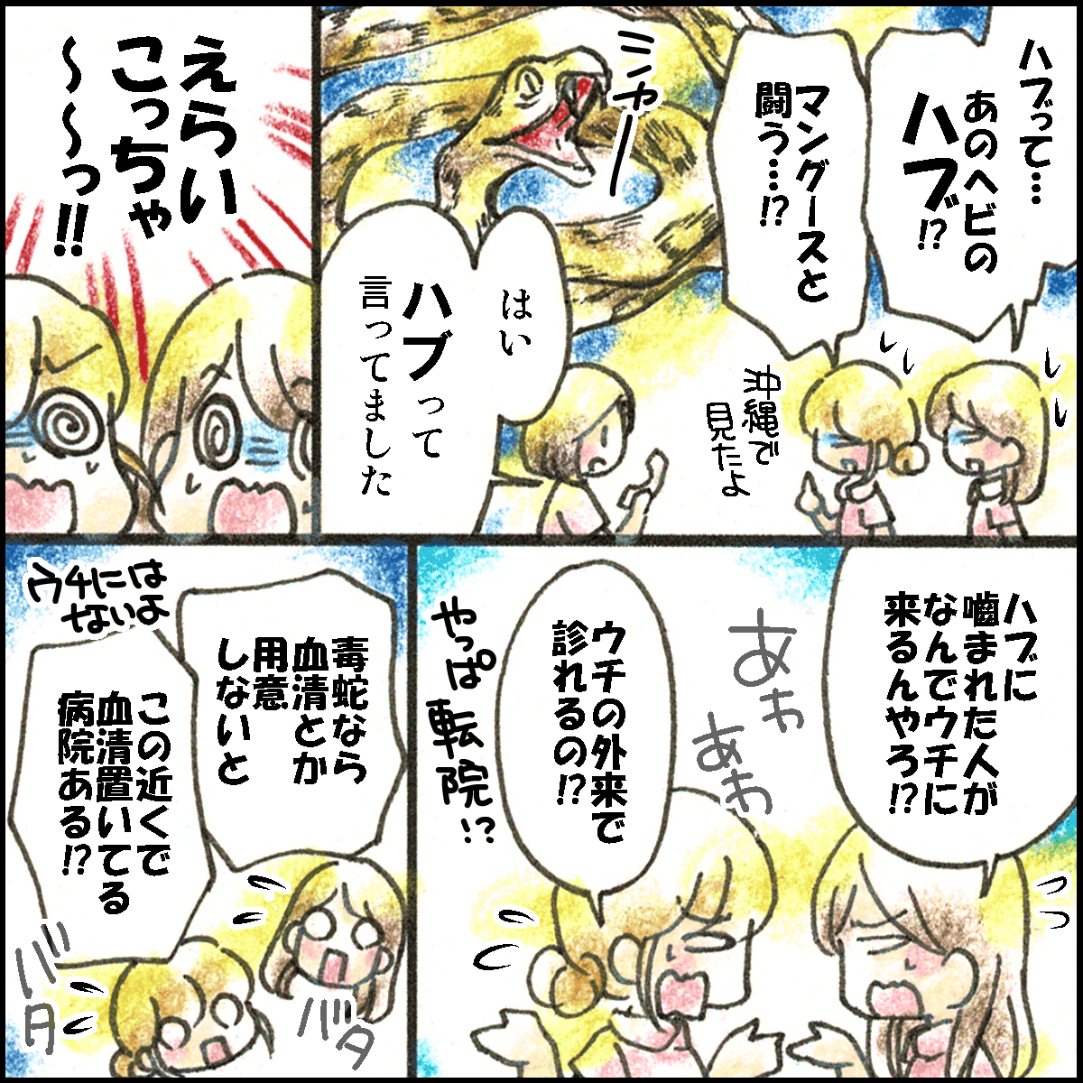ハブに噛まれた患者の処置を考え看護師は慌てる